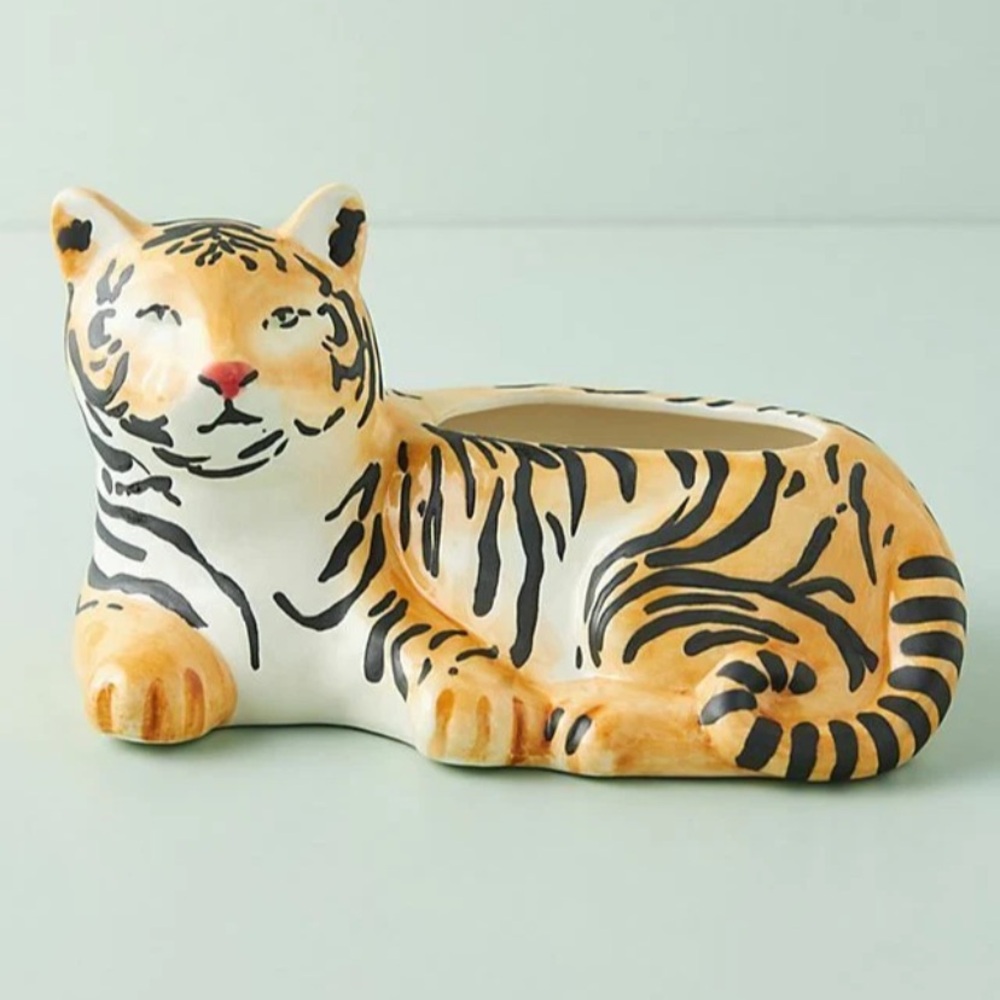 Anthropologie Leah Reena Goren Ceramic Tiger Planter Vase